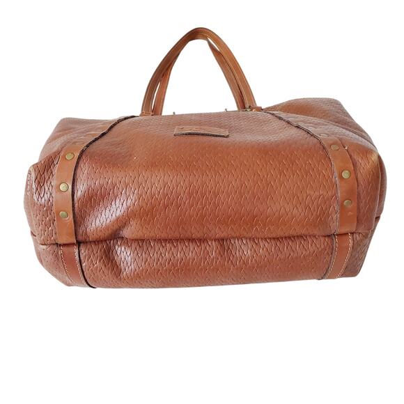 Patricia Nash Benvenuto Heritage Tote Tan Leather Shoulder Bag Turn Lock Closure - Picture 4 of 16